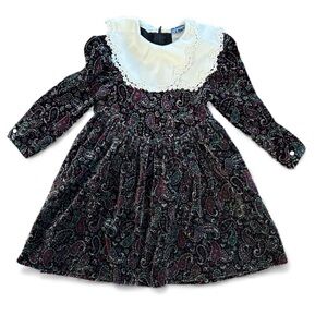 Polly Flinders Vintage Paisley Dress with Lace Collar size 4 toddler